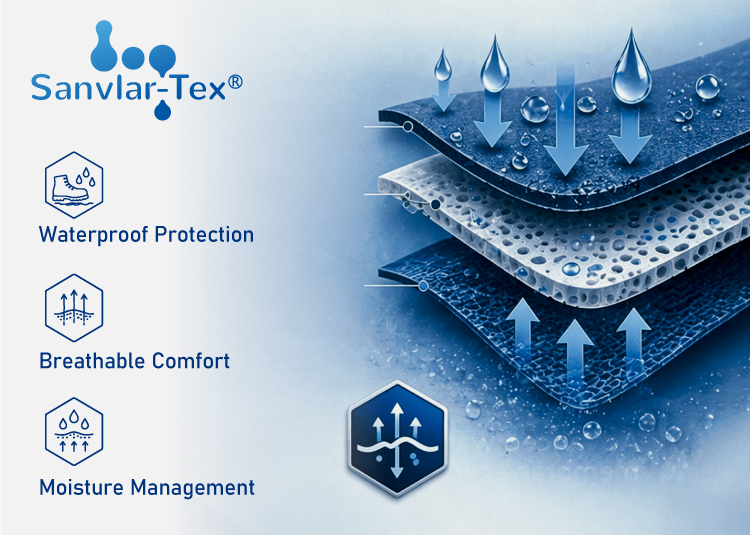 Technologie de membrane imperméable Sanvlar-Tex™ pour une protection respirante des chaussures de sécurité